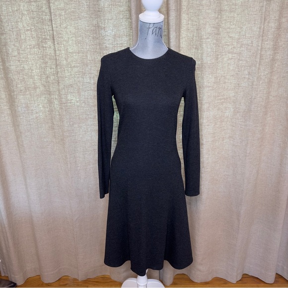Theory, charcoal gray, long sleeve, midi, A-line dress, size 4 - Picture 12 of 13